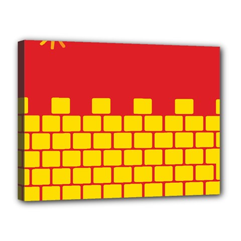 Firewall Bridge Signal Yellow Red Canvas 16  X 12  by Mariart