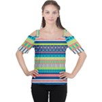 Aztec Triangle Chevron Wave Plaid Circle Color Rainbow Women s Cutout Shoulder Tee