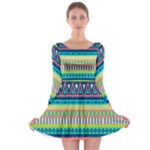 Aztec Triangle Chevron Wave Plaid Circle Color Rainbow Long Sleeve Skater Dress