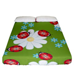Insect Flower Floral Animals Star Green Red Sunflower Fitted Sheet (queen Size) by Mariart