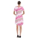 Pink Red White Grey Chevron Wave Short Sleeve V-neck Flare Dress View2