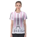 Pink Paris Eiffel Tower Stripes France Women s Sport Mesh Tee View1