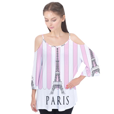 Pink Paris Eiffel Tower Stripes France Flutter Tees by Mariart