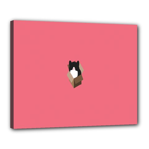 Minimalism Cat Pink Animals Canvas 20  X 16 