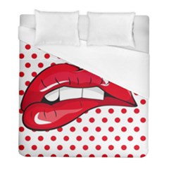 Sexy Lips Red Polka Dot Duvet Cover (full/ Double Size) by Mariart