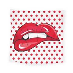 Sexy Lips Red Polka Dot Square Tapestry (small) by Mariart
