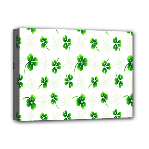 Leaf Green White Deluxe Canvas 16  X 12   by Mariart