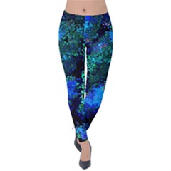 Underwater Abstract Seamless Pattern Of Blues And Elongated Shapes Velvet Leggings