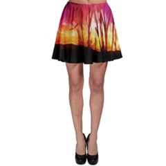 Fall Forest Background Skater Skirt