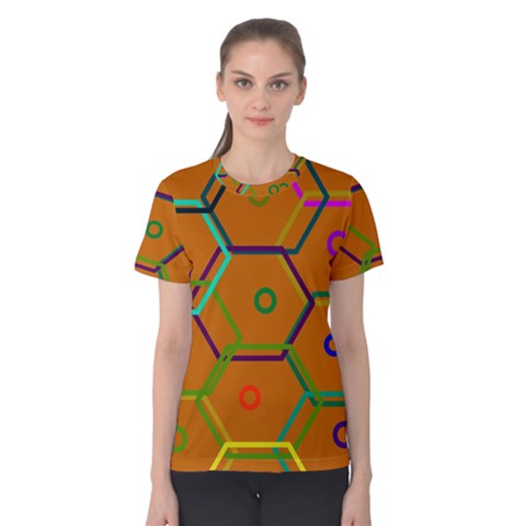 Color Bee Hive Color Bee Hive Pattern Women s Cotton Tee by Nexatart