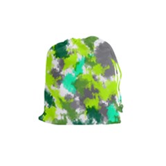 Abstract Watercolor Background Wallpaper Of Watercolor Splashes Green Hues Drawstring Pouches (medium) 