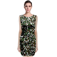 Camouflaged Seamless Pattern Abstract Sleeveless Velvet Midi Dress