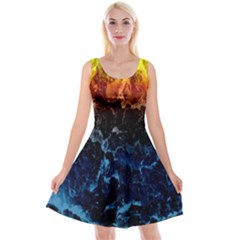 Abstract Background Reversible Velvet Sleeveless Dress