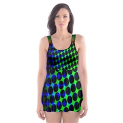 Digitally Created Halftone Dots Abstract Background Design Skater Dress Swimsuit