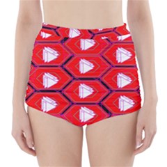 Red Bee Hive Background High-waisted Bikini Bottoms