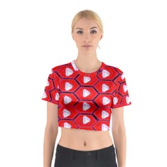 Red Bee Hive Background Cotton Crop Top