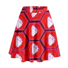 Red Bee Hive Background High Waist Skirt