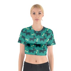 Happy Dogs Animals Pattern Cotton Crop Top