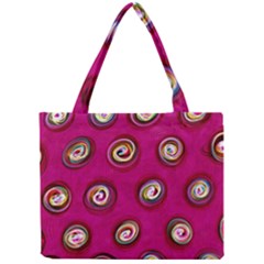 Digitally Painted Abstract Polka Dot Swirls On A Pink Background Mini Tote Bag by Nexatart