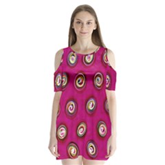 Digitally Painted Abstract Polka Dot Swirls On A Pink Background Shoulder Cutout Velvet  One Piece