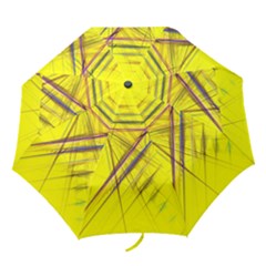 Fractal Color Parallel Lines On Gold Background Folding Umbrellas