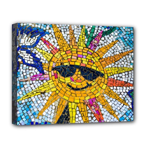 Sun From Mosaic Background Deluxe Canvas 20  X 16  