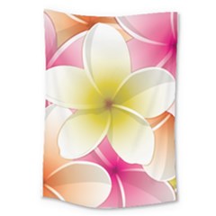 Frangipani Flower Floral White Pink Yellow Large Tapestry by Mariart