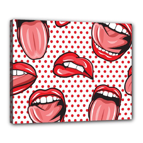 Lipstick Lip Red Polka Dot Circle Canvas 20  X 16  by Mariart