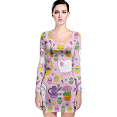 Cute Easter Pattern Long Sleeve Bodycon Dress by Valentinaart