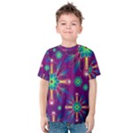 Purple and Green Floral Geometric Pattern Kids  Cotton Tee