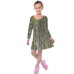 Bamboo Trees Background Kids  Long Sleeve Velvet Dress by Nexatart