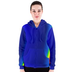 Blue Wallpaper With Rainbow Women s Zipper Hoodie