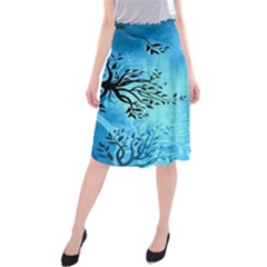 Blue Night Portrait Background Midi Beach Skirt