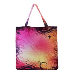 Floral Frame Surrealistic Grocery Tote Bag by Nexatart