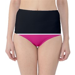 Black Pink Line White High-waist Bikini Bottoms by Mariart