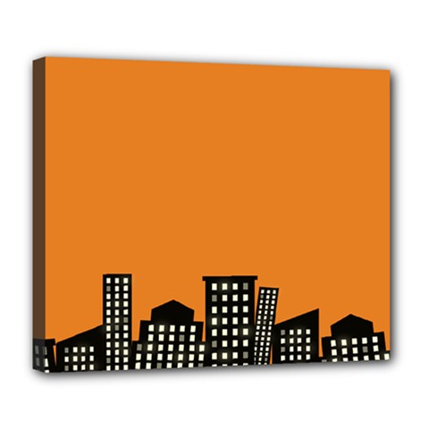 City Building Orange Deluxe Canvas 24  X 20  