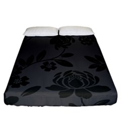 Flower Floral Rose Black Fitted Sheet (california King Size) by Mariart