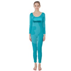 Hibiscus Sakura Scuba Blue Long Sleeve Catsuit by Mariart