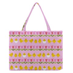 Easter - Chick And Tulips Medium Zipper Tote Bag by Valentinaart