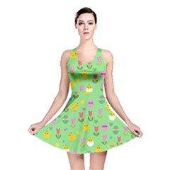 Easter - Chick And Tulips Reversible Skater Dress by Valentinaart