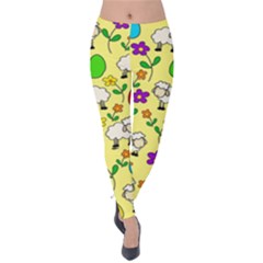 Easter Lamb Velvet Leggings by Valentinaart