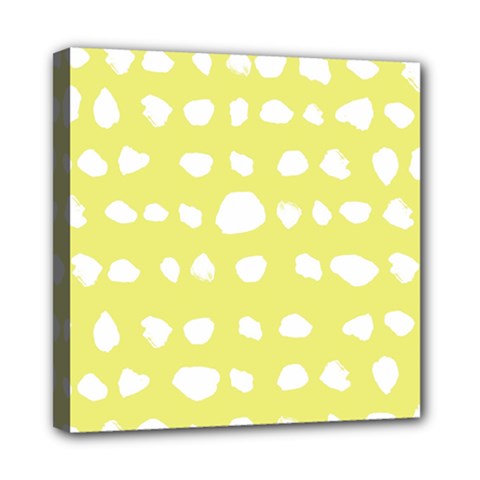 Polkadot White Yellow Mini Canvas 8  X 8 