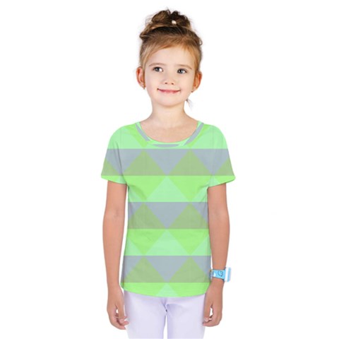 Squares Triangel Green Yellow Blue Kids  One Piece Tee by Mariart