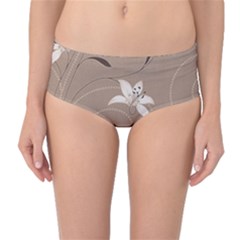 Star Flower Floral Grey Leaf Mid-waist Bikini Bottoms by Mariart