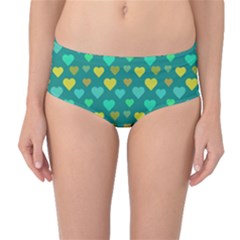 Hearts Seamless Pattern Background Mid-waist Bikini Bottoms by Nexatart