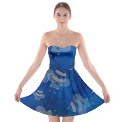 Seamless Bee Tile Cartoon Tilable Design Strapless Bra Top Dress