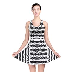 Black And White Abstract Stripped Geometric Background Reversible Skater Dress