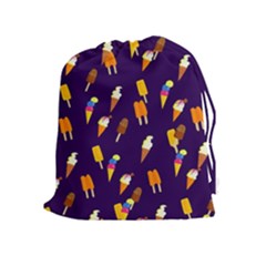 Seamless Cartoon Ice Cream And Lolly Pop Tilable Design Drawstring Pouches (extra Large) by Nexatart