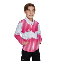 Digitally Designed Pink Stripe Background With Flowers And White Copyspace Wind Breaker (kids) by Nexatart