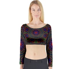 Rainbow Kaleidoscope Long Sleeve Crop Top